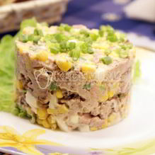 Рецепт Салат из печени трески с гренками