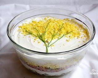 Салат Мимоза с горбушей