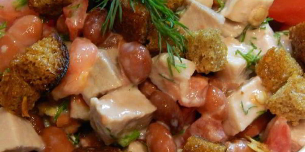 Рецепт салат мясной с фасолью