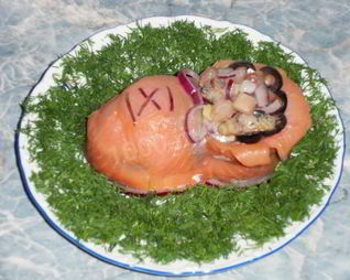 Салат торт с семгой Башмачок