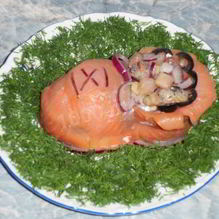 Рецепт Салат торт с семгой Башмачок