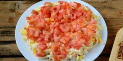 слоеный салат с крабовыми палочками