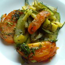 Рецепт Теплого салата из овощей с молодым картофелем