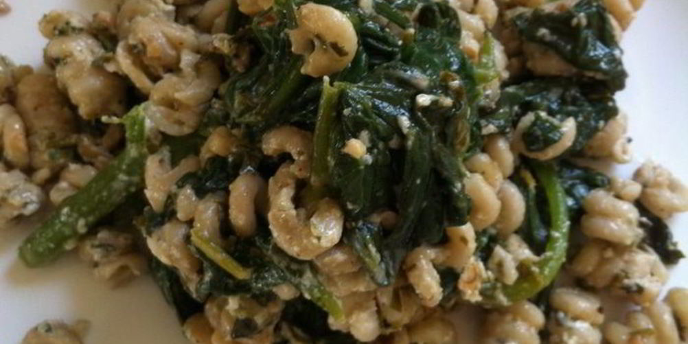 Рецепт лимонная паста с козьим сыром и шпинатом