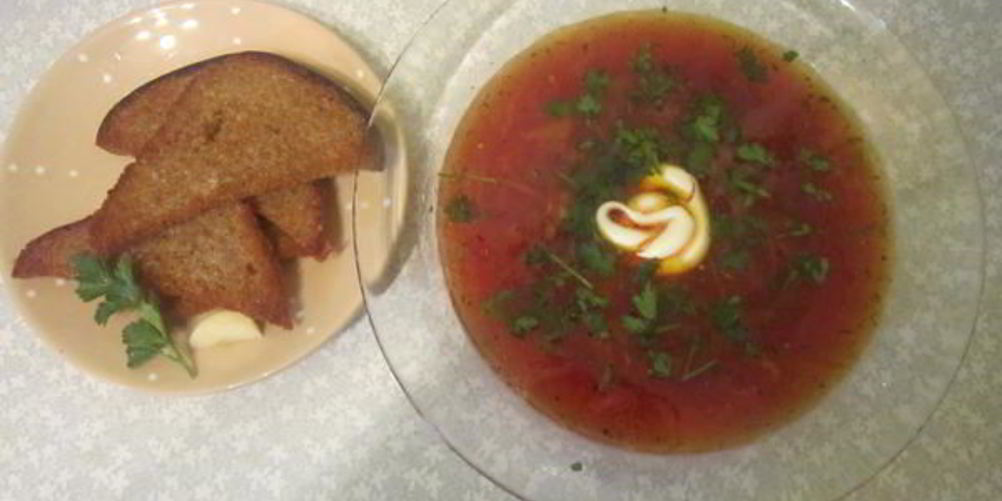 Рецепт борщ с чесночными гренками