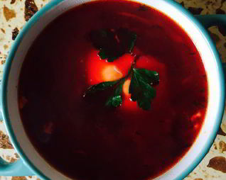 Борщ с вяленой свининой