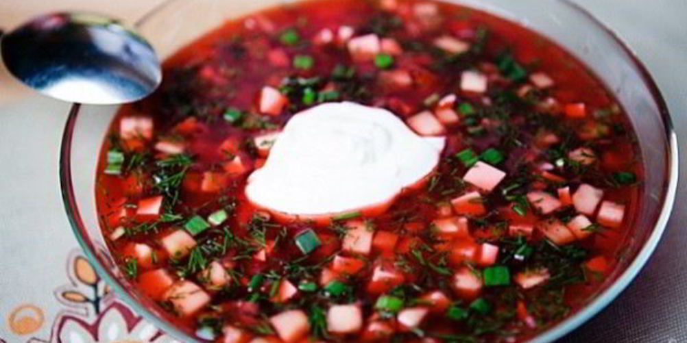 Рецепт холодный борщ с колбасой