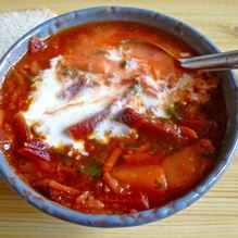 Рецепт Классический борщ со свеклой и свиными ребрышками