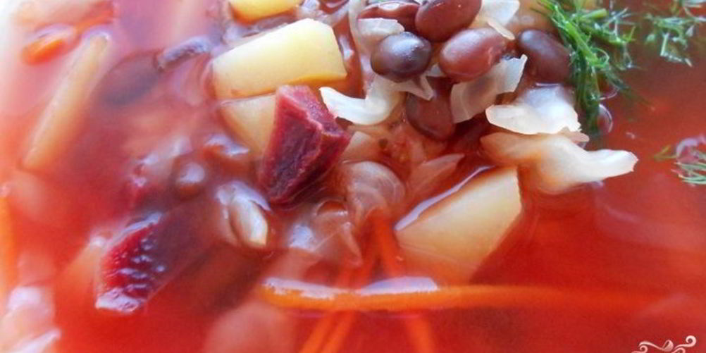 Рецепт красный борщ с фасолью