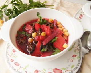 Постный борщ с нутом и грибами