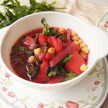 Рецепт Постный борщ с нутом и грибами