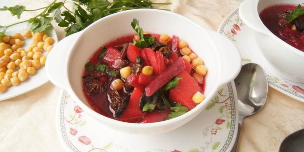 Рецепт постный борщ с нутом и грибами