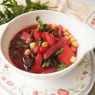 Постный борщ с нутом и грибами