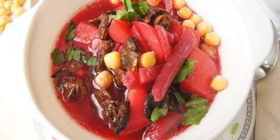 постный борщ с нутом и грибами