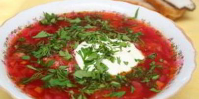 украинский борщ с салом и чесноком