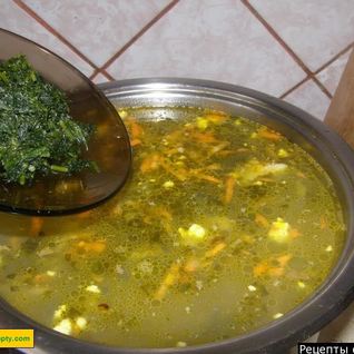 Зеленый борщ со щавелем и яйцом