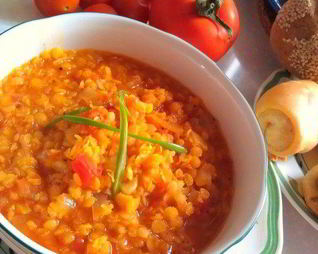 Густой суп из красной чечевицы