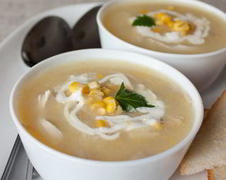 Картофельный суп с курицей и кукурузой