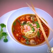 Рецепт Мисо суп с креветками и лапшой удон