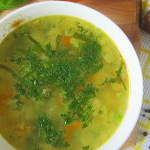 Рецепт Постный суп с вермишелью, картофелем и зеленым горошком