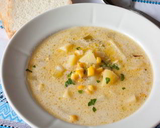 Сливочный суп с картофелем и кукурузой