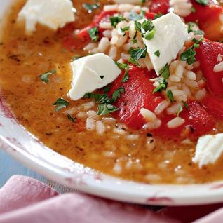 Суп из риса с печеными овощами