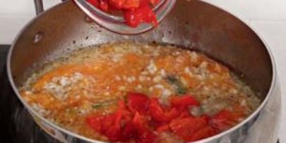 суп из риса с печеными овощами