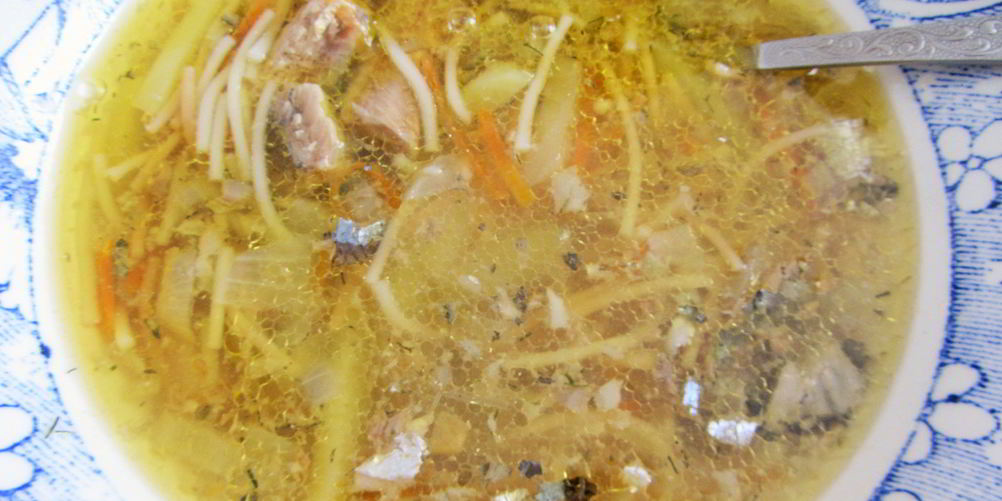 Рецепт суп из рыбных консервов с вермишелью