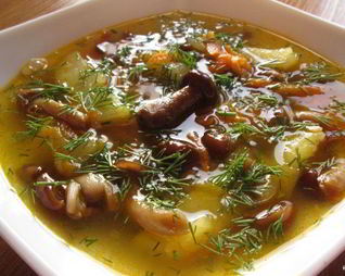 Суп из замороженных подберезовиков