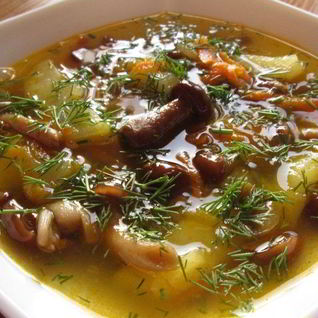 Суп из замороженных подберезовиков