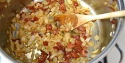 гороховый суп-пюре с беконом и картофелем