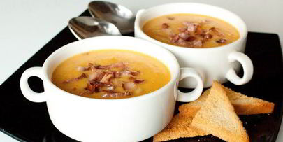 гороховый суп-пюре с беконом