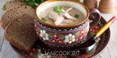 грибной суп-пюре с курицей