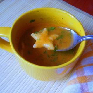 Летний овощной суп-пюре с чесночно-сырными клецками