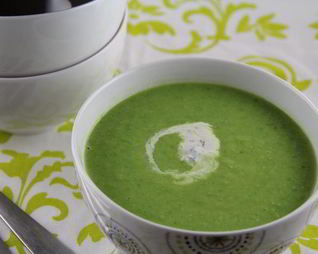 Очень овощной суп-пюре из зеленого горошка