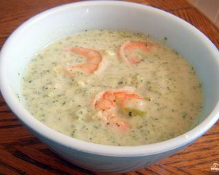 Суп-пюре из брокколи с креветками