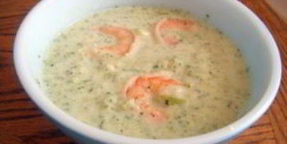 суп-пюре из брокколи с креветками