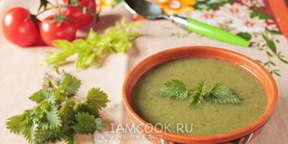 суп-пюре из черешкового сельдерея с крапивой