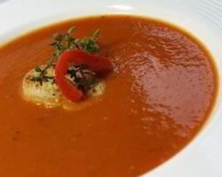 Суп-пюре из запеченного сладкого перца и помидоров