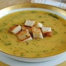 Рецепт Суп-пюре с куриной грудкой и сухариками