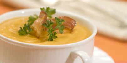 тыквенный суп-пюре с беконом