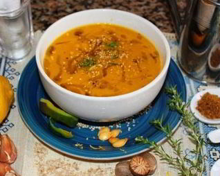 Тыквенный суп-пюре с манго и зеленым чаем