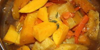 тыквенный суп-пюре с манго и зеленым чаем