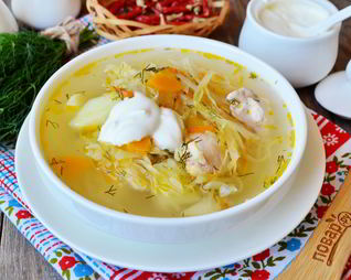 Суп с квашеной капустой и курицей