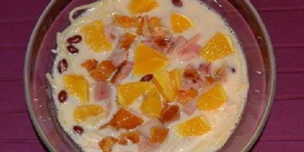 Рецепт суп со сливочным плавленым сыром, копченой курицей и апельсинами