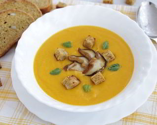 Тыквенный крем-суп с белыми грибами