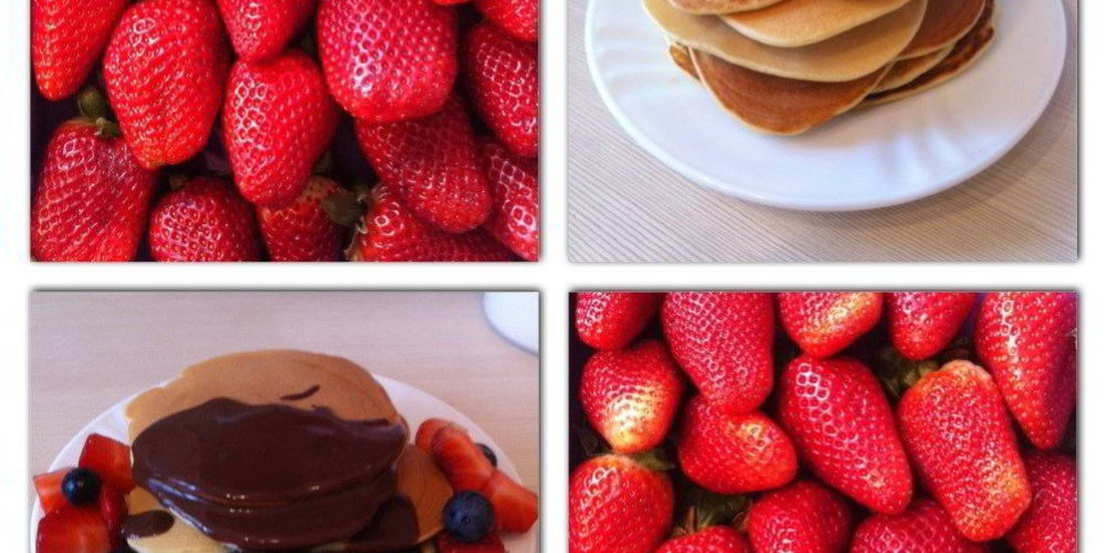 Рецепт американские панкейки с горячим шоколадом и ягодами