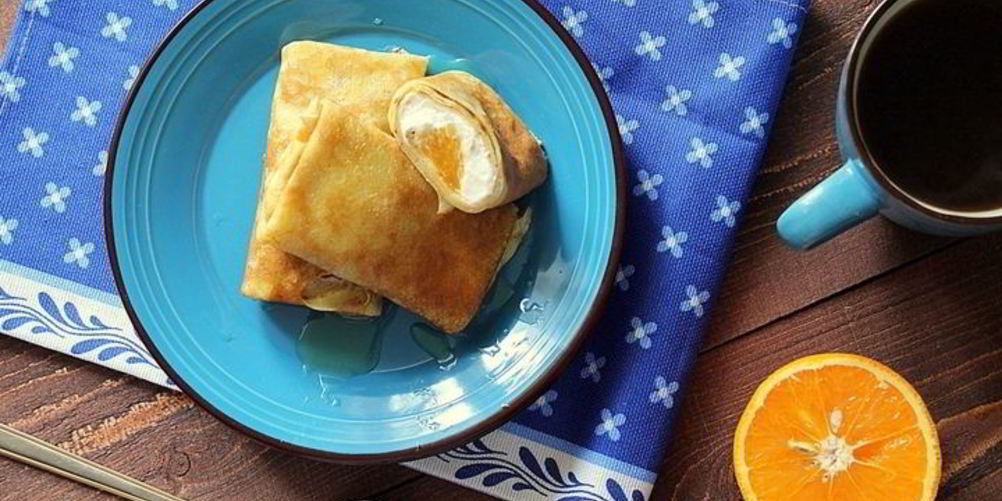 Рецепт апельсиновые блинчики с творогом