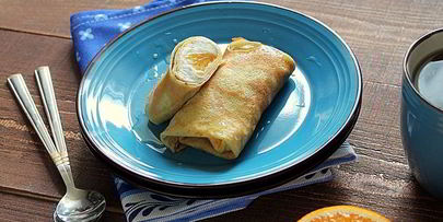 апельсиновые блинчики с творогом