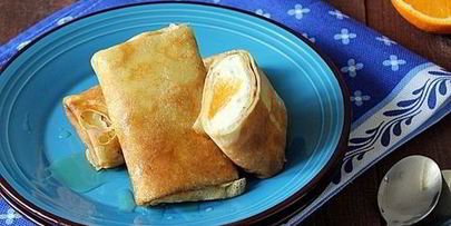 апельсиновые блинчики с творогом